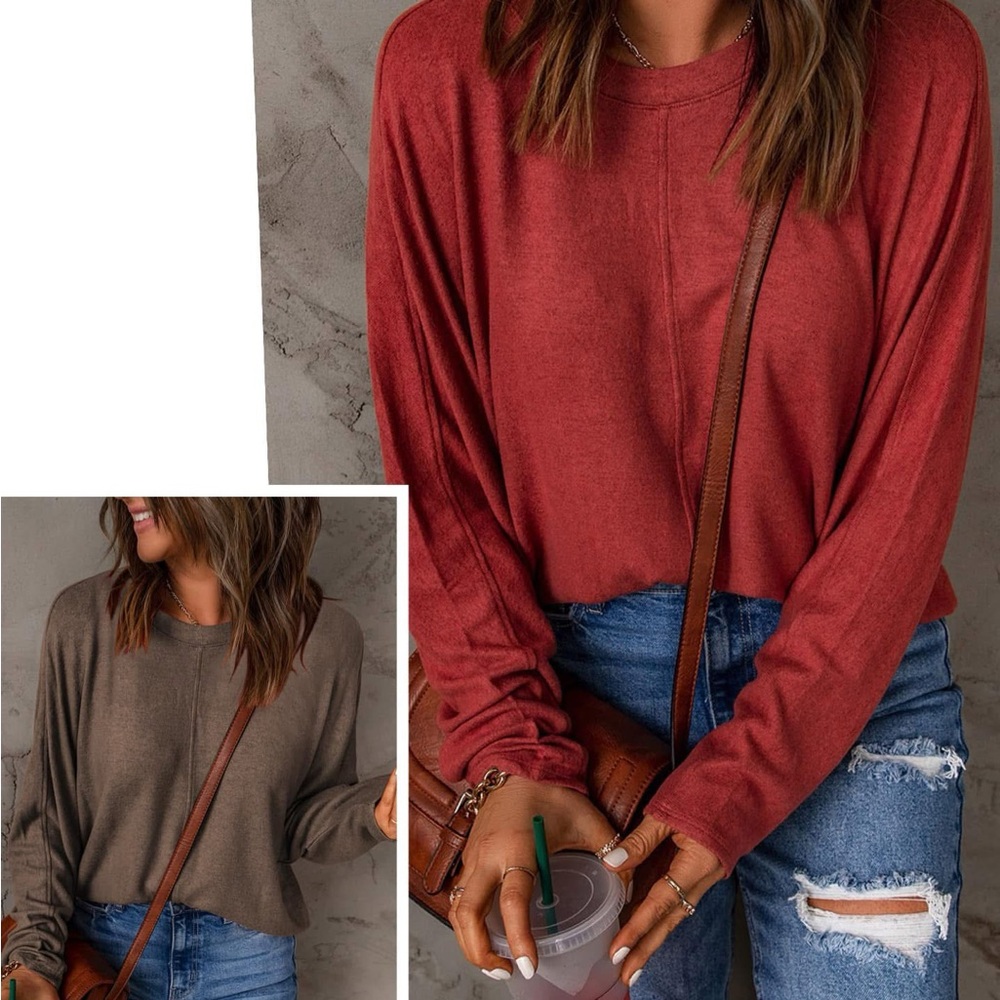 Women's Casual Long Sleeve Top - Brown